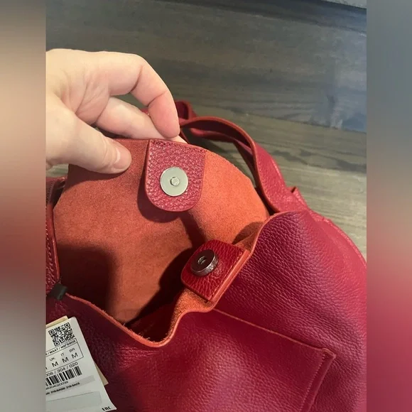 NWT Zara Red Leather Shopper Tote Bag - Picture 5 of 17